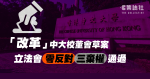 「改革」中大校董會｜「張鄧劉」草案　立法會零反對、三棄權通過