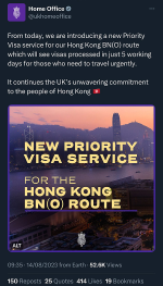 【搶人才】BNO簽證加快審批服務登場　　中國發聲明鬧英國卻只得中文版
