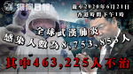 【武漢肺炎】全球確診人數破875萬人　逾46萬人死亡