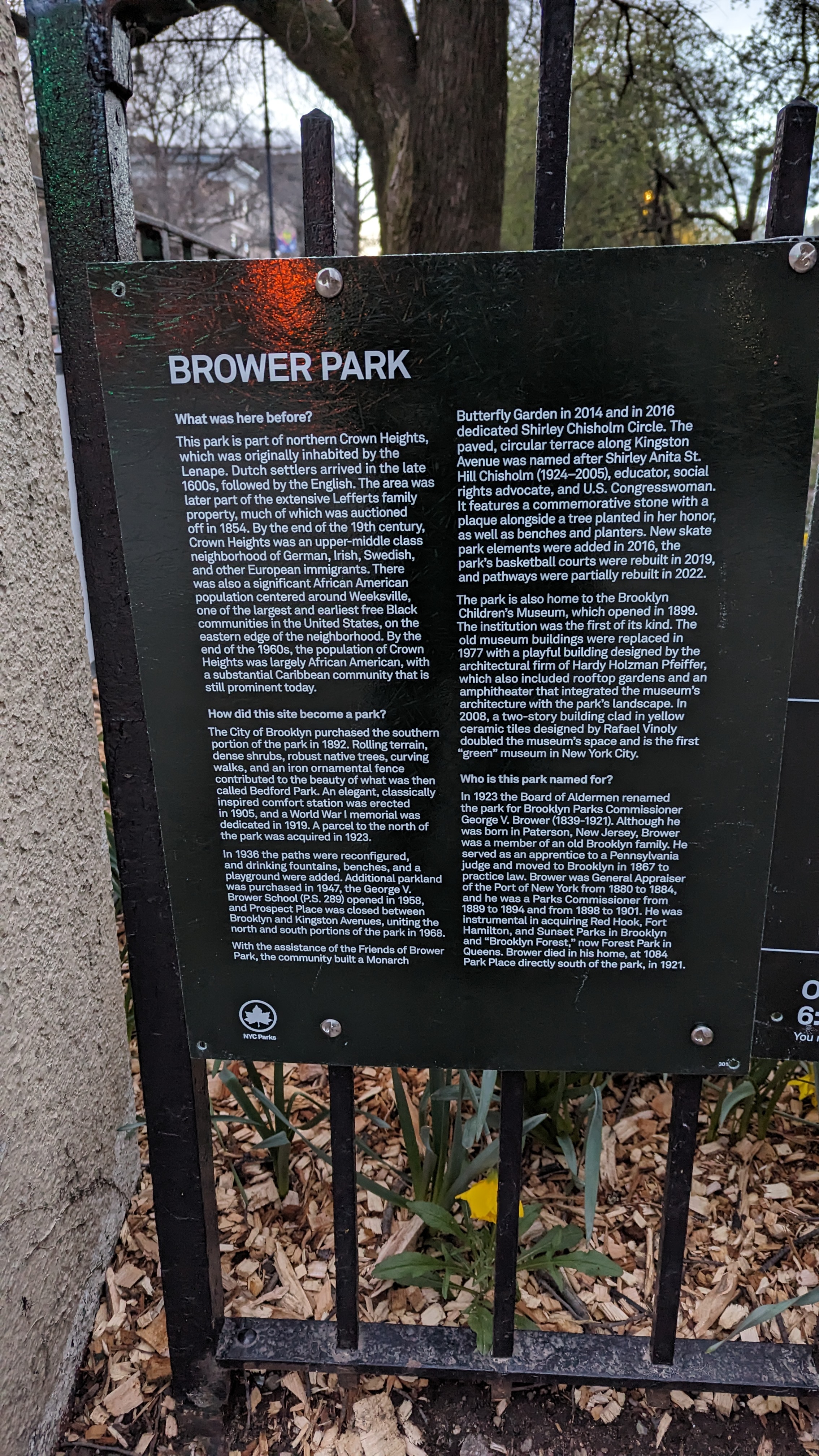 BROWER PARK What was here before? This park is part of northern Crown Heights, which was originally inhabited by the Lenape. Dutch settlers arrived in the late 1600s, followed by the English. The...