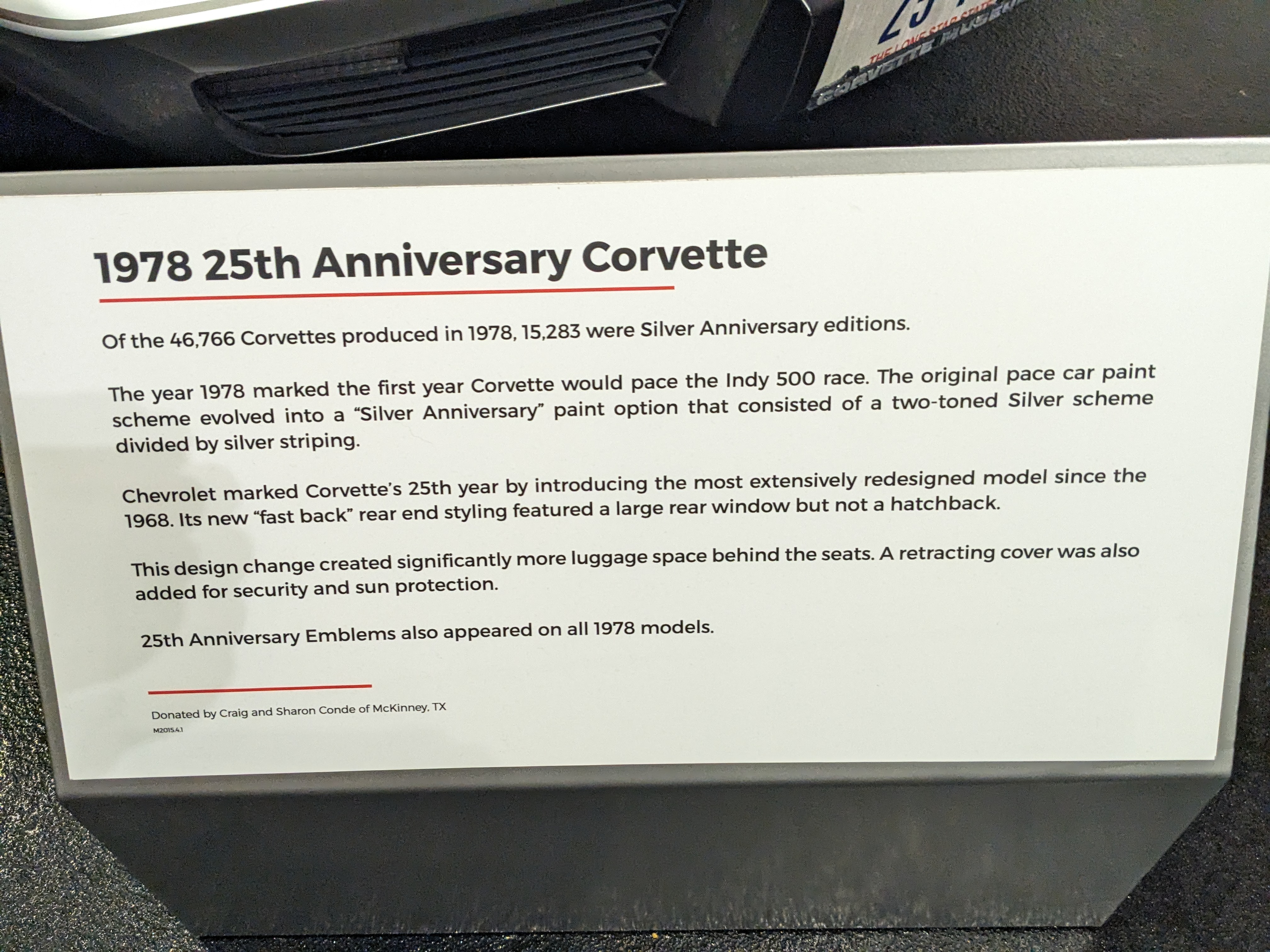 Of the 46,766 Corvettes produced in 1978, 15,283 were Silver Anniversary editions. The year 1978 marked the first year Corvette would pace the Indy 500 race. The original pace car paint scheme...