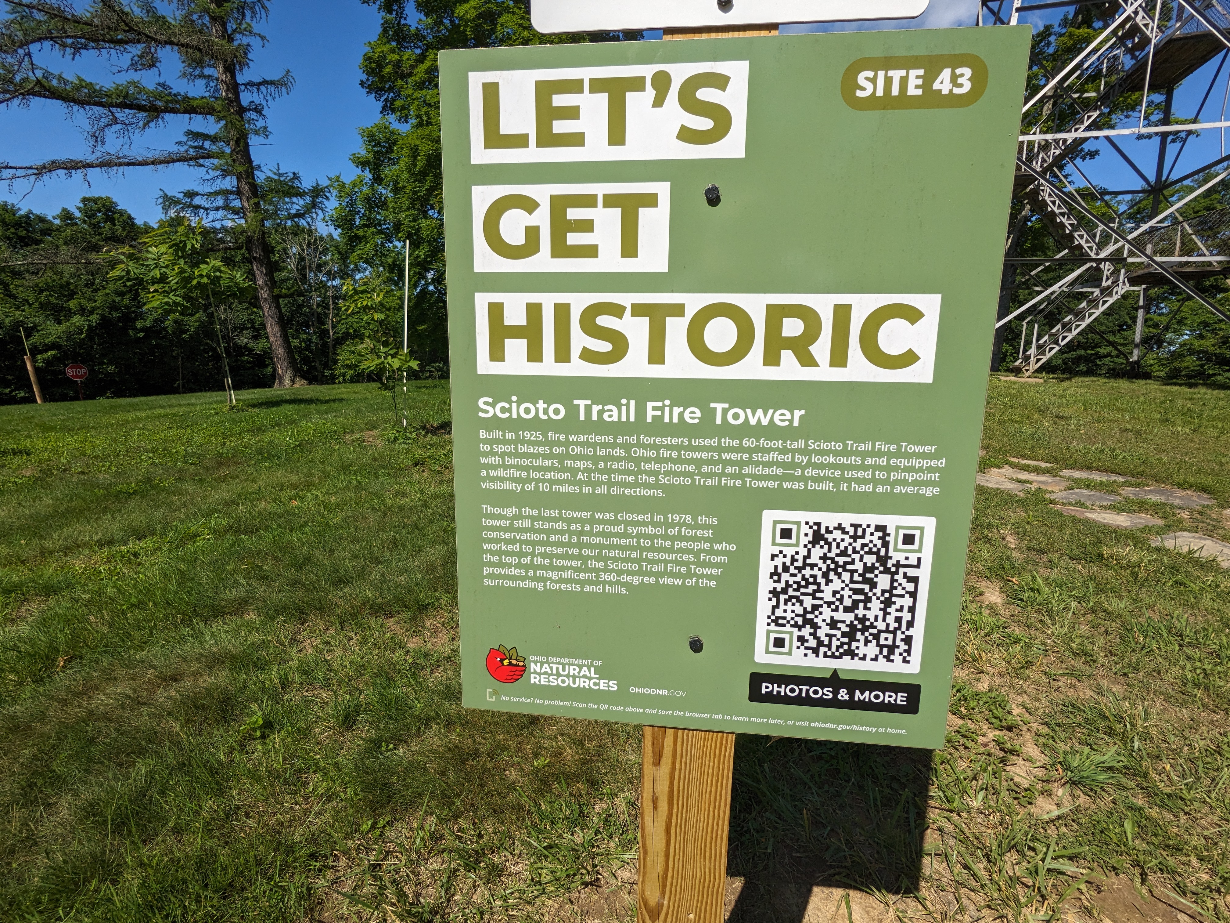 Built in 1925, fire wardens and foresters used the 60-foot-tall Scioto Trail Fire Tower to spot blazes on Ohio lands. Ohio fire towers were staffed by lookouts and equipped with binoculars, maps,...