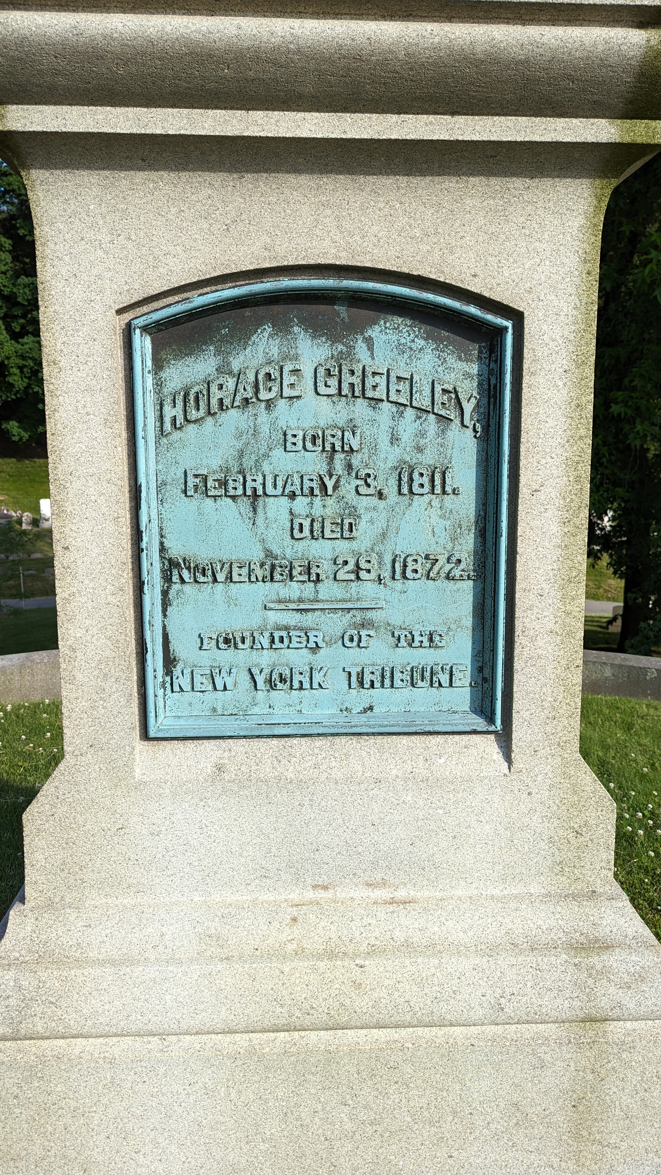 HORACE GREELEY. BORN FEBRUARY 3, 1811. DIED NOVEMBER 25,1872. FOUNDER OF THE NEW YORK TRIBUNE. Submitted by @lampbane