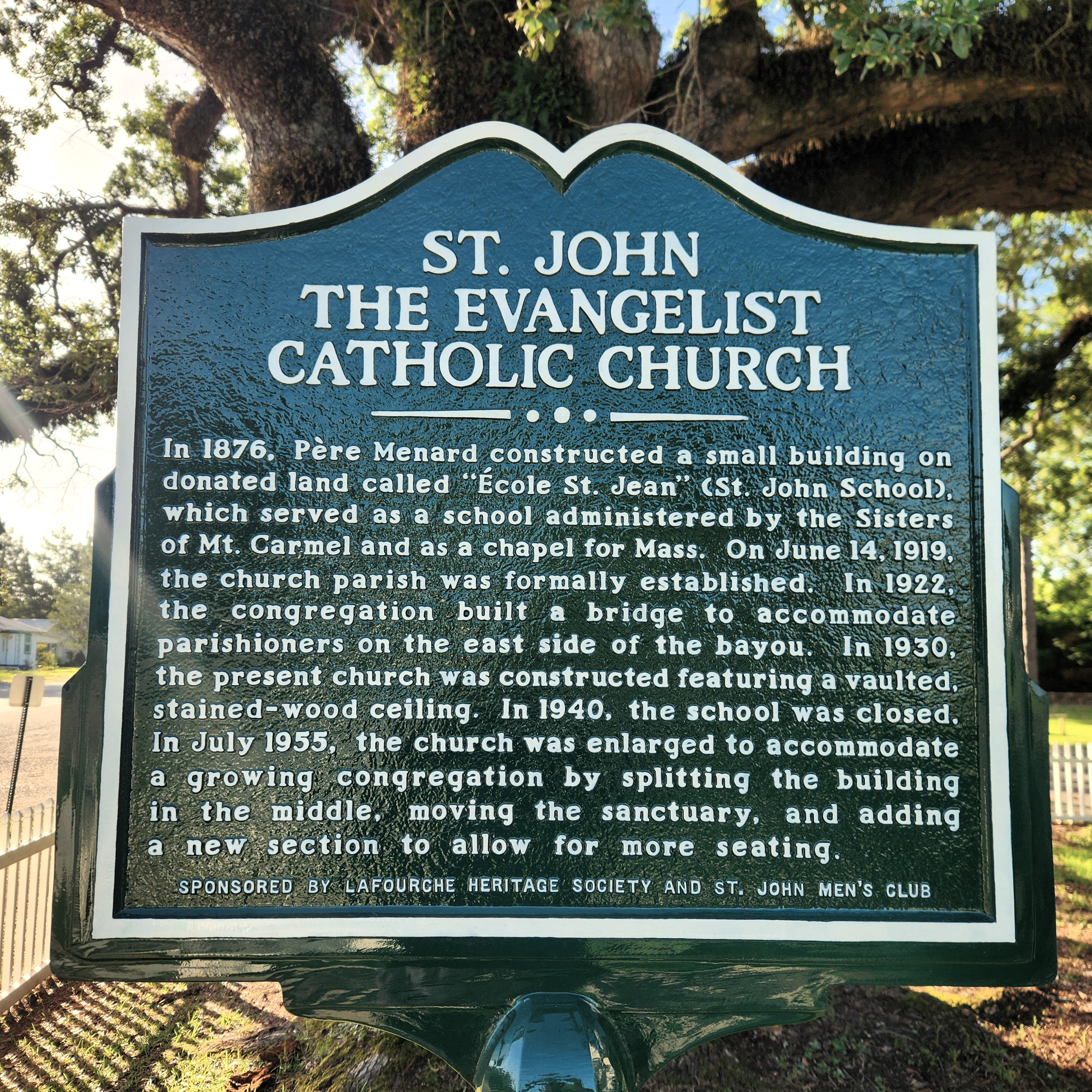 In 1876, Père Menard constructed a small building on donated land called "École St. Jean" (St. John School). which served as a school administered by the Sisters of Mt. Carmel and as a chapel for...