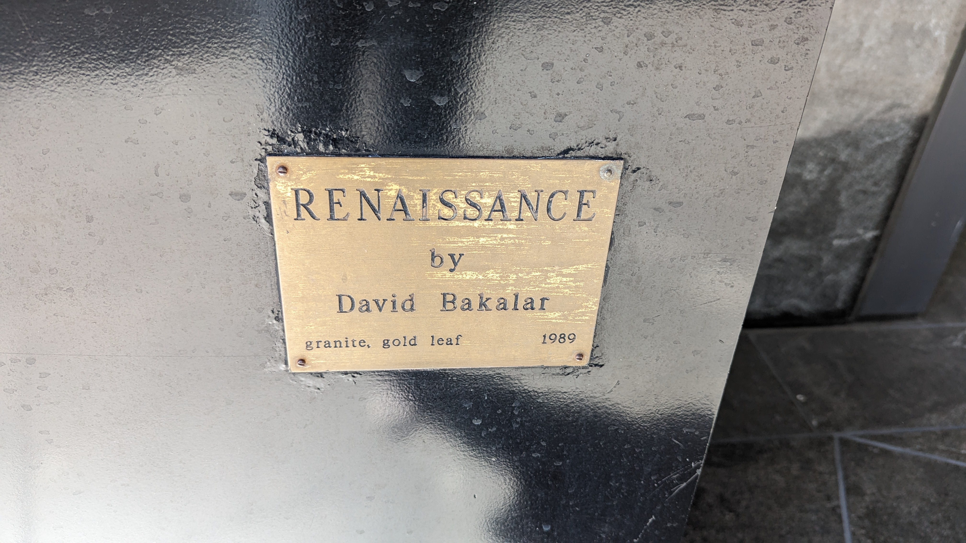 RENAISSANCE by David Bakalar granite, gold leaf 1989 Submitted by @lampbane