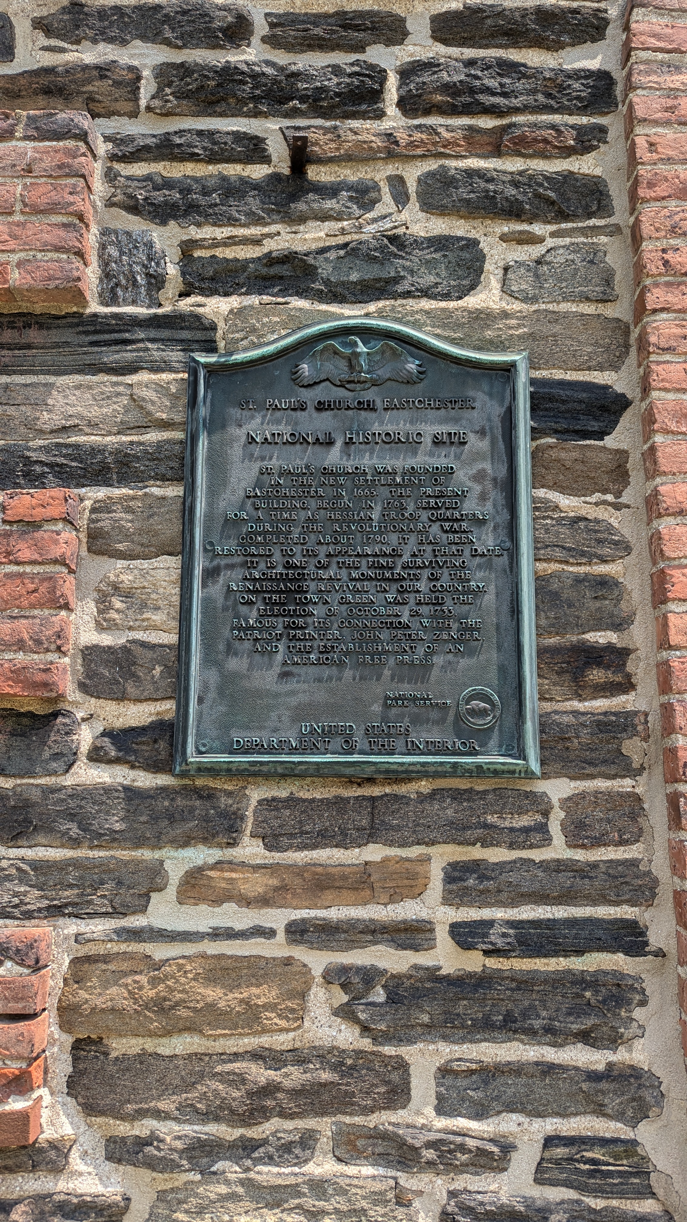 ST. PAUL'S CHURCH, EASTCHESTER NATIONAL HISTORIC SITE ST. PAUL'S CHURCH WAS FOUNDED IN THE NEW SETTLEMENT OF EASTCHESTER IN 1665. THE PRESENT BUILDING, BEGUN IN 1763, SERVED FOR A TIME AS HESSIAN...