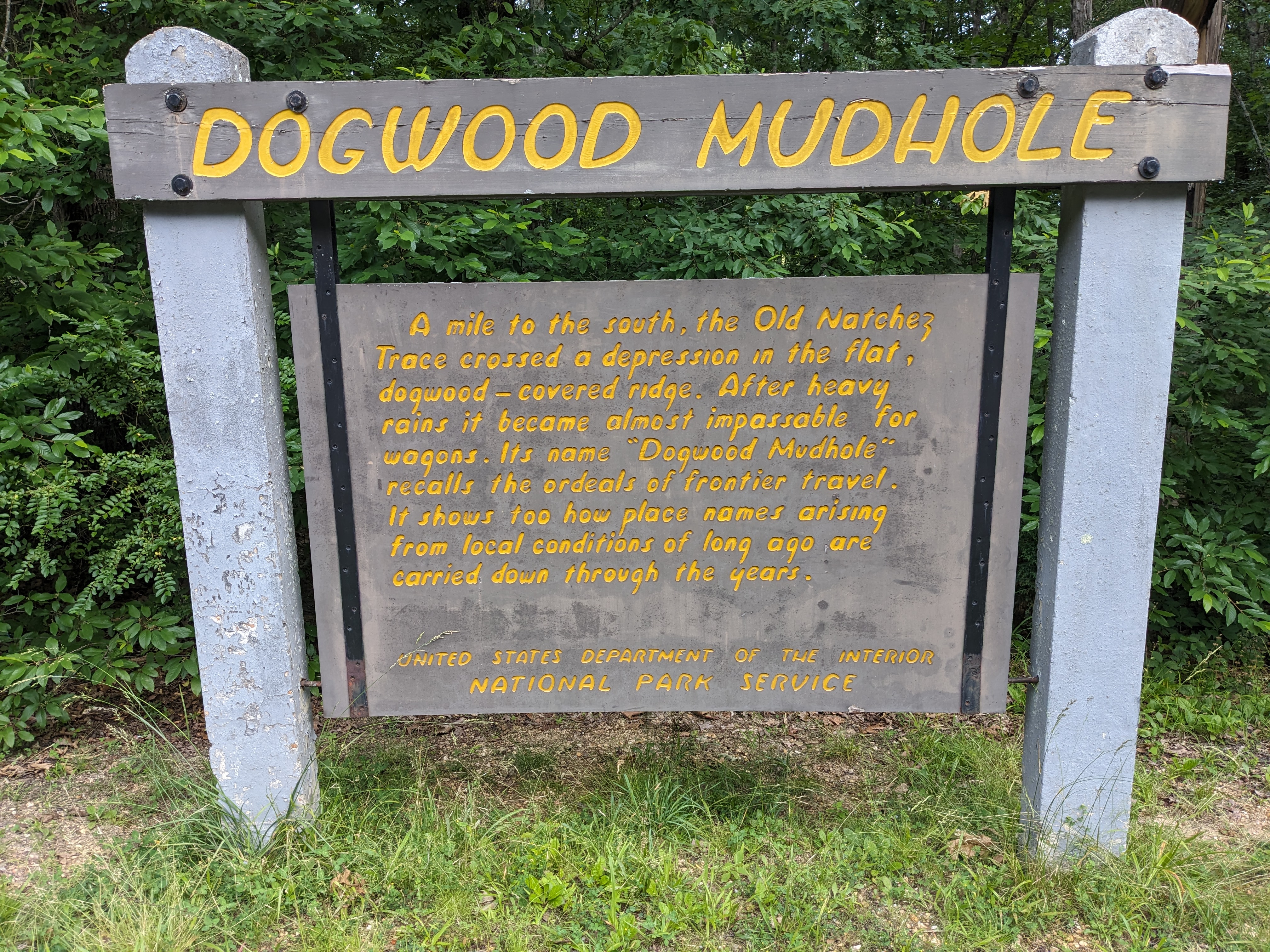 A mile to the south, the Old Natchez Trace crossed a depression in the flat, dogwood-covered ridge. After heavy rains it became almost impassable for wagons. Its name “Dogwood Mudhole” recalls the...