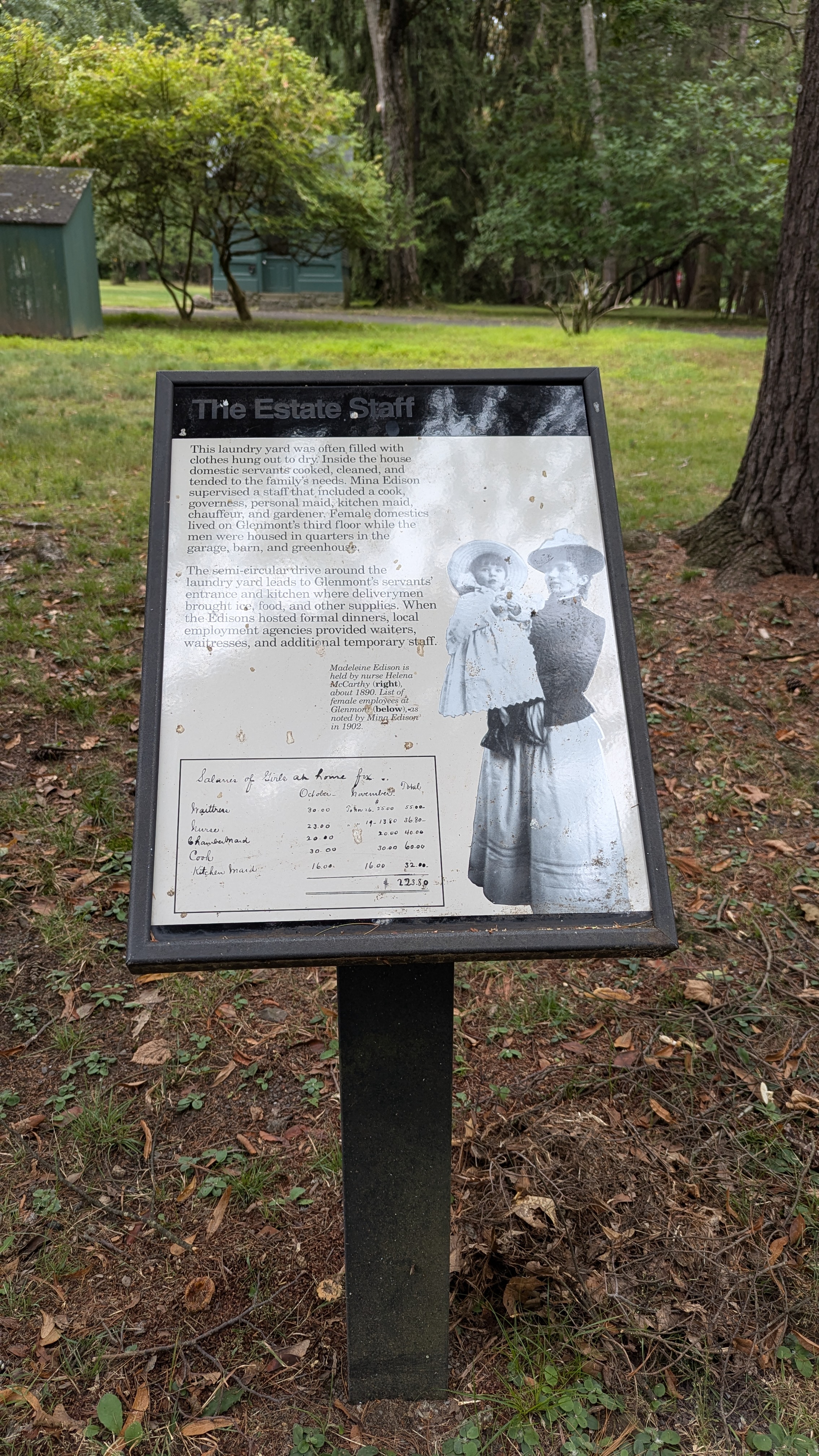 The Estate Staff This laundry yard was often filled with clothes hung out to dry. Inside the house domestic servants cooked, cleaned, and tended to the family's needs. Mina Edison supervised a...