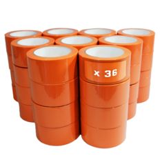 Lot de 36 Rubans adhésifs PVC orange bâtiment 50 mm x 33 m - Rouleau adhésif TECPLAST