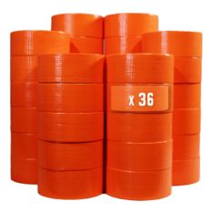 Lot de 36 Rubans adhésifs toilés orange 50 mm x 33 m - Rouleau adhésif TECPLAST pour fixer les bâches, fils et câbles