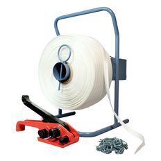 Kit 1 Woven strapping roll 16 mm x 850 m + 1 FREE tensioner + 1 dispenser + buckles - Resistance 450kg - TECPLAST KFT2