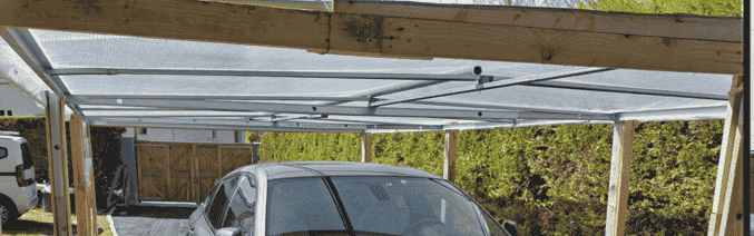 Bâche pour Carport 3x4 m Grise anthracite - Qualité 5 ans TECPLAST 506CP -  Toile PVC étanche pour abri de voiture