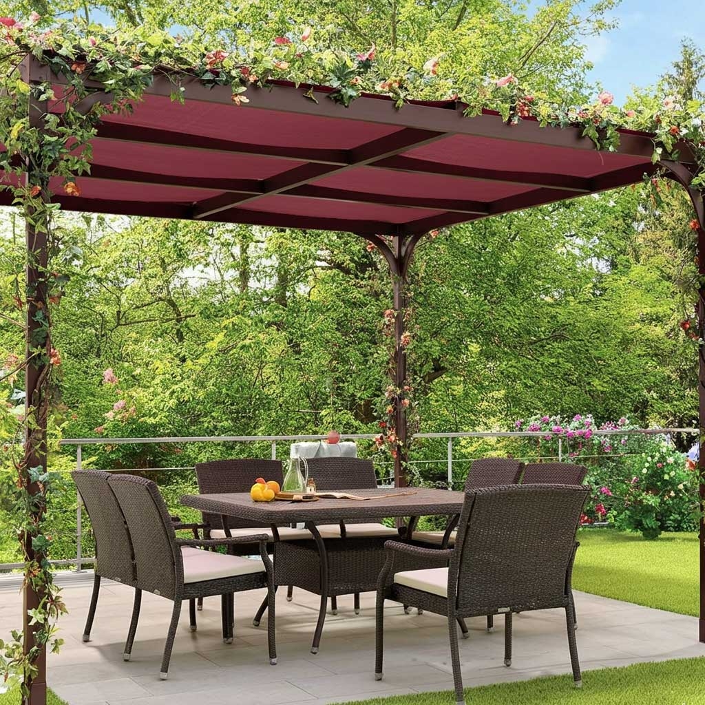 Toile Pergola Gris anthracite 2x3 m - Garantie 5 ans TECPLAST - LP506PR - Bâche Pergola ou Tonnelle étanche en PVC pour terrasse - Images