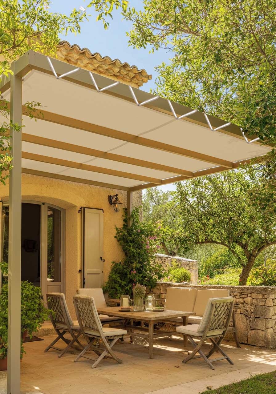 Lona Pérgola Beige oscuro 2,5x3 m - Garantía de 5 años TECPLAST - LP506PR - Lona de PVC impermeable para pérgola, cenador y terraza - Imágenes