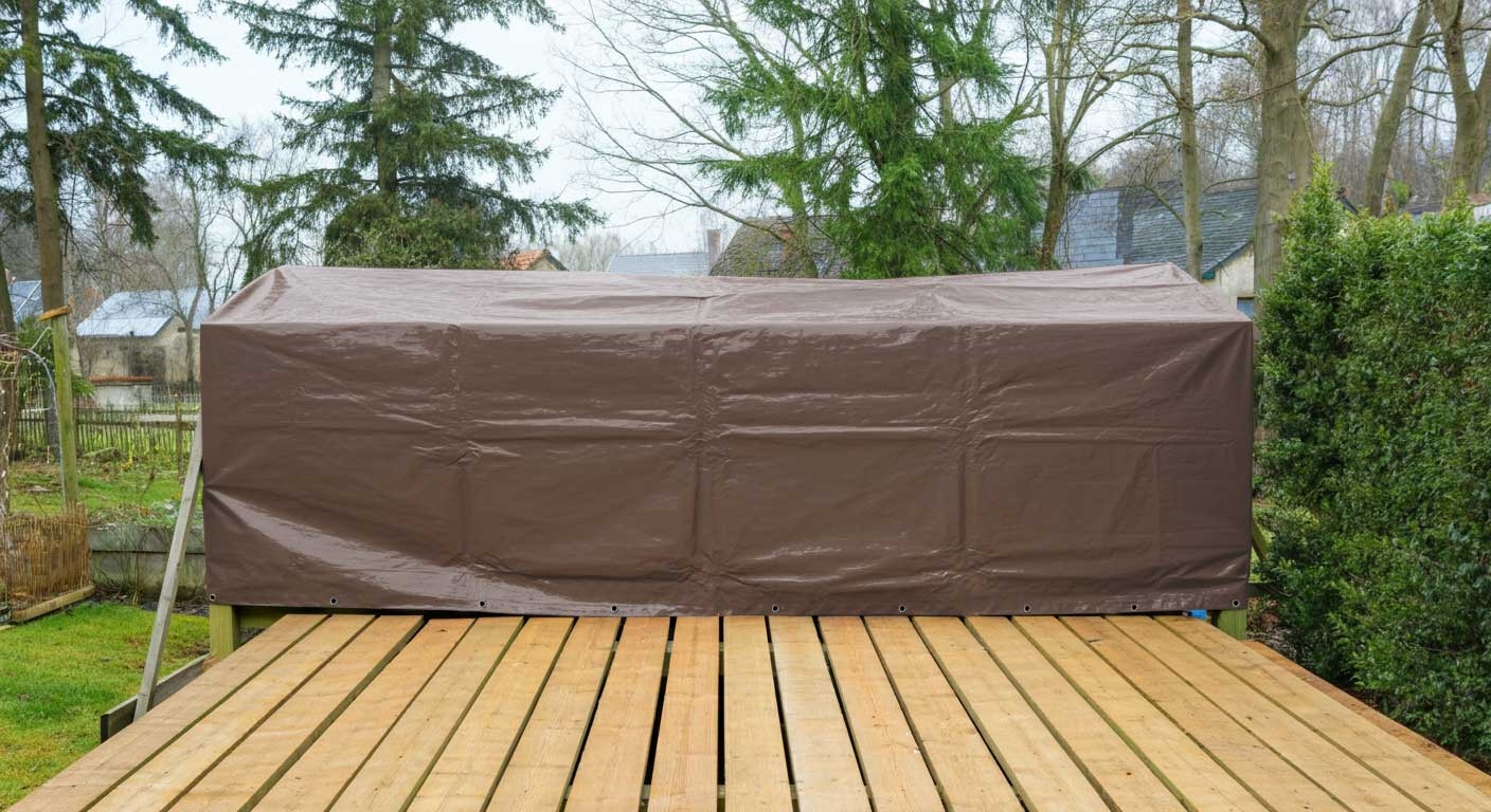 Beschermingszeil 5x8 m Roomwit - 8 jaar Garantie TECPLAST - LP640MU - Waterdicht PVC dekzeil - Anti-UV behandeling - Afbeeldingen