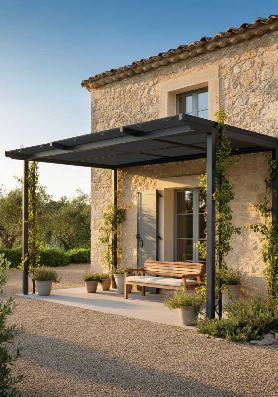 Toldo para Pergola GALERNE - Lona impermeável de PVC 3x4 m Vermelho Vinho - Garantia de 5 anos TECPLAST - Imagens