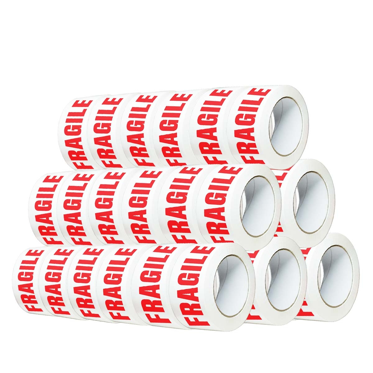 Nastro da Imballaggio Bianco da 28 µ con stampa "FRAGILE" in rosso - Nastro adesivo per spedizione 50 mm x 100 m - Set da 36