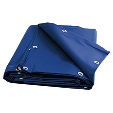 Blue Construction Site Tarpaulin 5x6 m - 10 years quality TECPLAST 680CH - Waterproof protective tarpaulin for works - Made in France