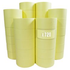 Set van 720 rollen Gele afplakband 50 mm x 50 m tot 80° - kleefrol TECPLAST voor schilderen