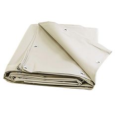 Ivory M2 Fireproof Protective Tarpaulin 5x6 m - 15 years quality TECPLAST 680MU2 - Waterproof anti-heat tarpaulin - Made in France