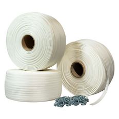 Pak 3 Gevlochten Omsnoeringsbanden 13 mm x 1100 m + 500 GRATIS Lussen - Textielband met hoge sterkte 350kg - TECPLAST PFT3