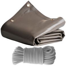 Bundle Taupe Pergola-Plane 3x4 m + Elastisches Gummiseil Grau 20m - Montagefertige Pergola-Plane TECPLAST LP640PR 8 Jahre Garantie