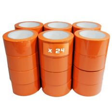 Lote de 24 Cintas adhesivas naranja de PVC 75 mm x 33 m para el sector de la construcción - Cinta adhesiva TECPLAST