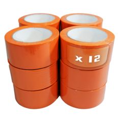 Set of 12 Orange PVC Builders tapes 50 mm x 33 m - Construction tapes rolls TECPLAST