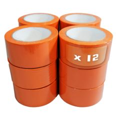 Lot de 12 Rubans adhésifs PVC orange bâtiment 50 mm x 33 m - Rouleau adhésif TECPLAST