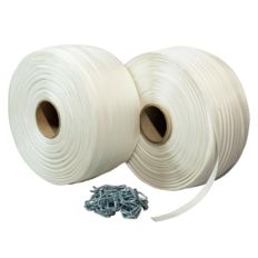 Pak 2 Gevlochten Omsnoeringsbanden 16 mm x 850 m + 250 GRATIS Lussen - Textielband met hoge sterkte 450kg - TECPLAST PFT2