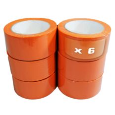 Set van 6 Bouw oranje PVC plakbanden 75 mm x 33 m - plakrol TECPLAST