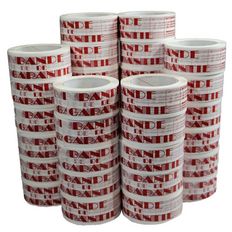 White Parcel Tape 28µ printed "BANDE DE GARANTIE" in red - Shipping adhesive roll 50 mm x 100 m - Box of 36
