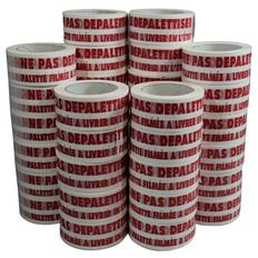 White Parcel Tape 28µ printed "NE PAS DEPALETTISER" in red - Shipping roll 50 mm x 100 m - Box of 36