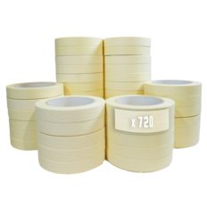 Set of 720 Yellow Masking tapes 25 mm x 50 m up to 80° - Yellow Paper Tape TECPLAST