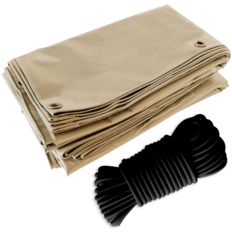 Pack of Dark Beige Pergola Cover 3x4 m + Black Bungee cord 20m - Ready to install Pergola Cover TECPLAST LP506PR 5 years Warranty