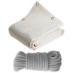 Pack Lona para Pérgola Blanco Crema 3x4 m + Cuerda Elástica Gris 20m - Lona Pérgola lista para instalar TECPLAST LP640PR Garantía de 8 años