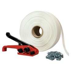 Kit 1 Woven strapping roll 19 mm x 500 m + 250 FREE buckles + 1 tensioner - Resistance 750kg - TECPLAST KFT1