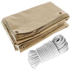 Pack Toile Pergola Beige foncé 3x4 m + Sandow Blanc 20m - Bâche Pergola prête à poser TECPLAST LP506PR Garantie 5 ans