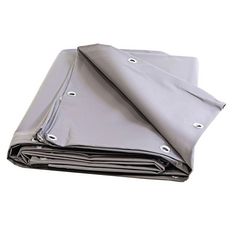 Grey Construction Site Tarpaulin 10x12 m - 15 years quality TECPLAST 900CH - Waterproof protective tarpaulin for works - Made in France