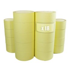 Set of 18 Yellow Masking tapes 50 mm x 50 m up to 80° - Yellow Paper Tape TECPLAST