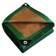 Roof tarpaulin 10x12 m - TECPLAST - HQ250TO - Green and Brown - High Performance - Waterproofing tarpaulin for Roofers and Carpenters
