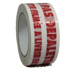 Verpakkingstape wit bedrukt "NE PAS DEPALETTISER" in rood - PP 28µ - Plakband 50 mm x 100 m - 1 rol