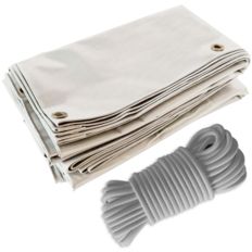 Pack Lona para Pérgola Blanco Crema 3x4 m + Cuerda Elástica Gris 20m - Lona Pérgola lista para instalar TECPLAST LP506PR Garantía de 5 años