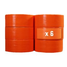 Lote de 6 Cintas adhesivas de tela naranja 50 mm x 33 m - Rollo de cinta adhesiva TECPLAST para la fijación de lonas, cables y alambres