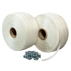 Pack 2 Woven strapping rolls 13 mm x 1100 m + 250 FREE Buckles - Textile strapping Resistance 350kg - TECPLAST PFT2