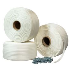 Pack 3 Woven strapping rolls 19 mm x 500 m + 500 FREE Buckles - Textile strapping Resistance 750kg - TECPLAST PFT3