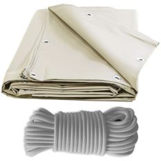 Pack of Ivory Pergola Cover 3x4 m + Grey Bungee cord 20m - Ready to install Pergola Cover TECPLAST XP640PR 10 years Warranty