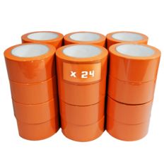 Set van 24 Bouw oranje PVC plakbanden 50 mm x 33 m - kleefrol TECPLAST