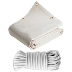 Pack Lona para Pérgola Blanco Crema 3x4 m + Cuerda Elástica Blanca 20m - Lona Pérgola lista para instalar TECPLAST LP640PR Garantía de 8 años