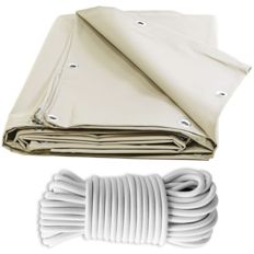 Pack of Ivory Pergola Cover 3x4 m + White Bungee cord 20m - Ready to install Pergola Cover TECPLAST XP640PR 10 years Warranty